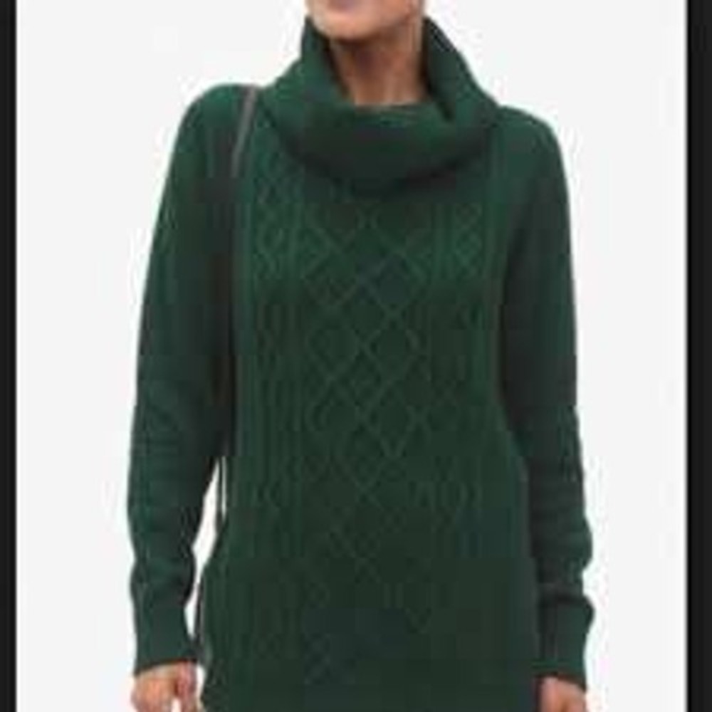 89th & Madison‎ 1X Green Sweater Cowl Neck Cable Knit Cozy Winter Fall Plus Size